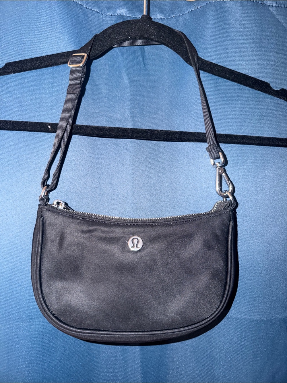 lululemon athletica Black Small Shoulder Bag with Silver Logo